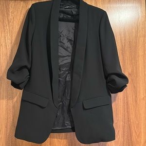 Zara black blazer with 3/4 sleeve detail small